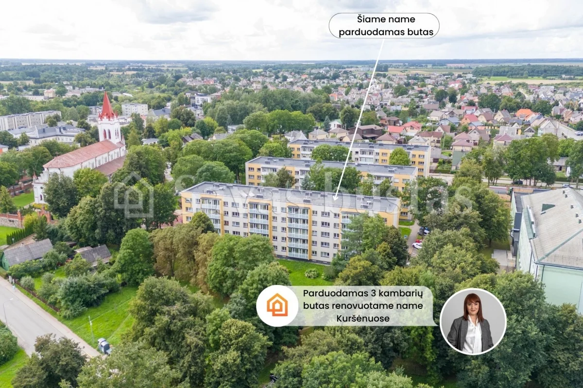 Parduodamas 3 kambarių butas Šiaulių rajone, Kuršėnų m.