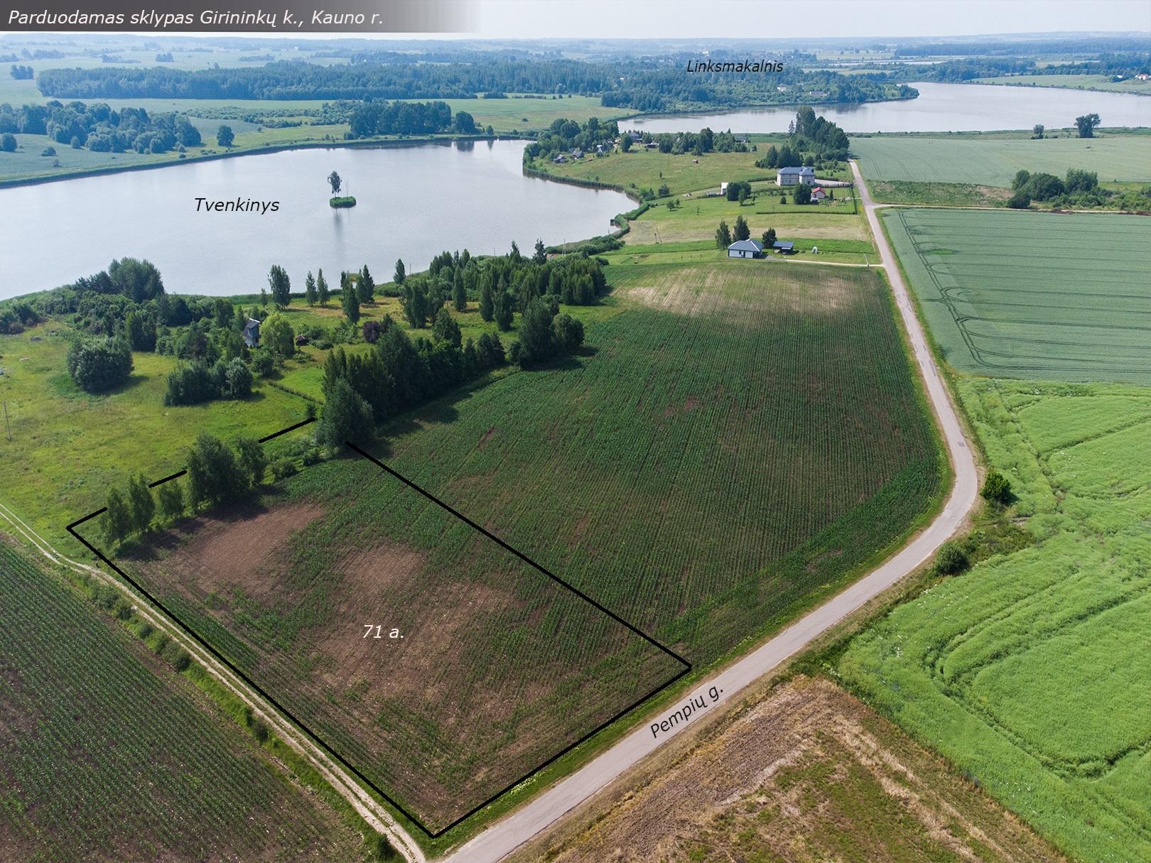 Gražioje, ramioje vietoje parduodamas 71 aro žemės ūkio paskirties sklypas, Girininkų k., Kauno rajone.