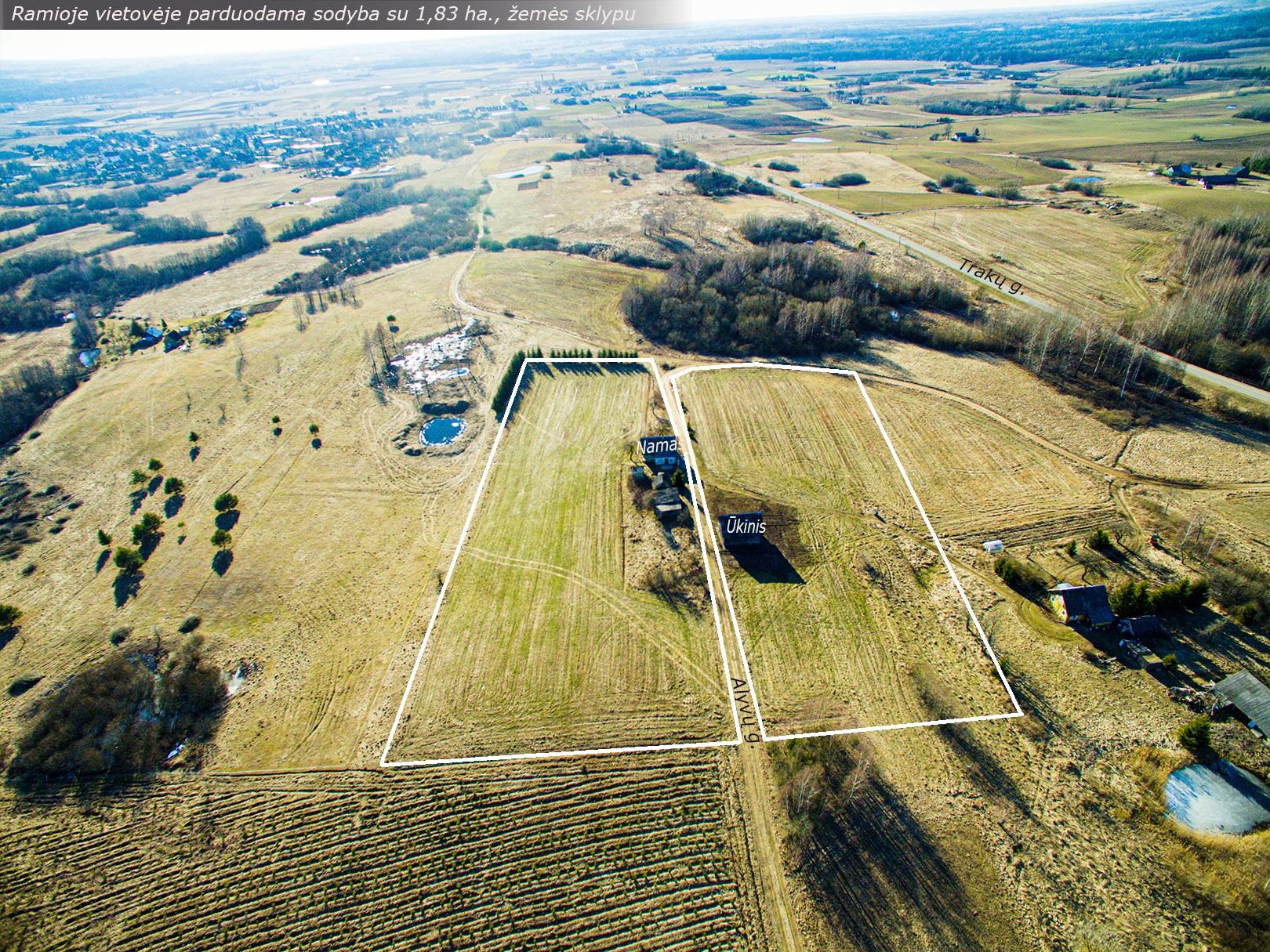 Gražioje vietovėje ant kalnelio, parduodama sodyba su 1,83 ha., žemės sklypu, Prienų r., Stakliškių k., Alyvų g.