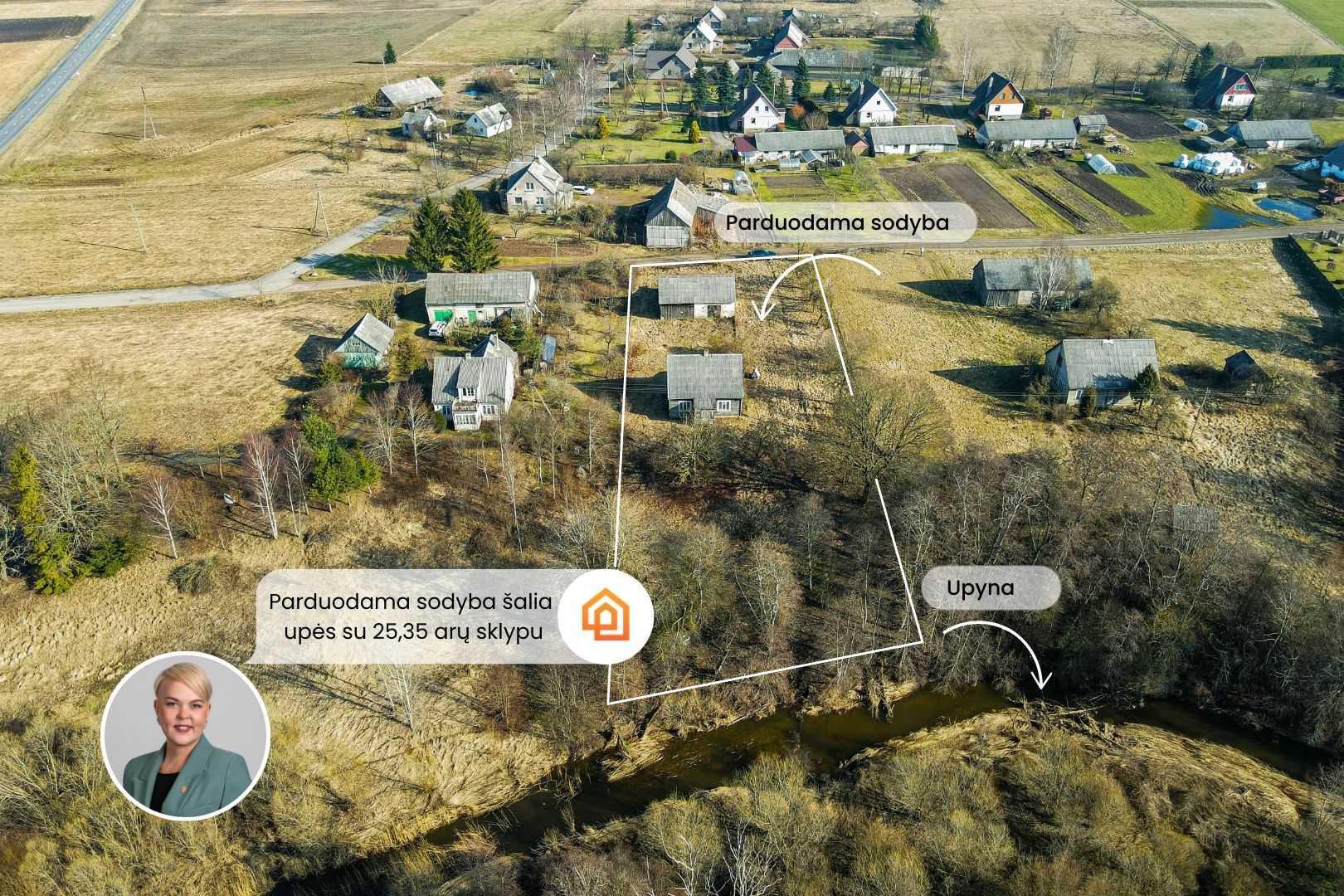 Išskirtinėje vietoje, ant upės kranto parduodama sodyba su 25,35 arų sklypu, Telšiu rajone, Kaunatavoje, Dvaro g. 3