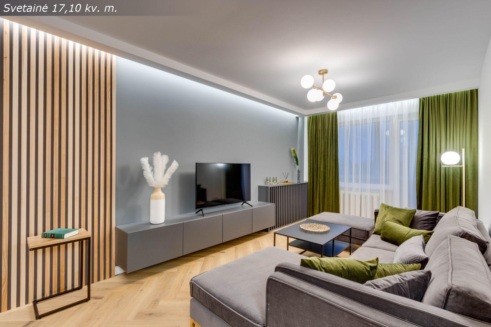 Naujai suremontuotas lakoniško ir subtiliai prabangaus interjero 2 kambarių butas, Krymo g. 4, Šiauliuose.