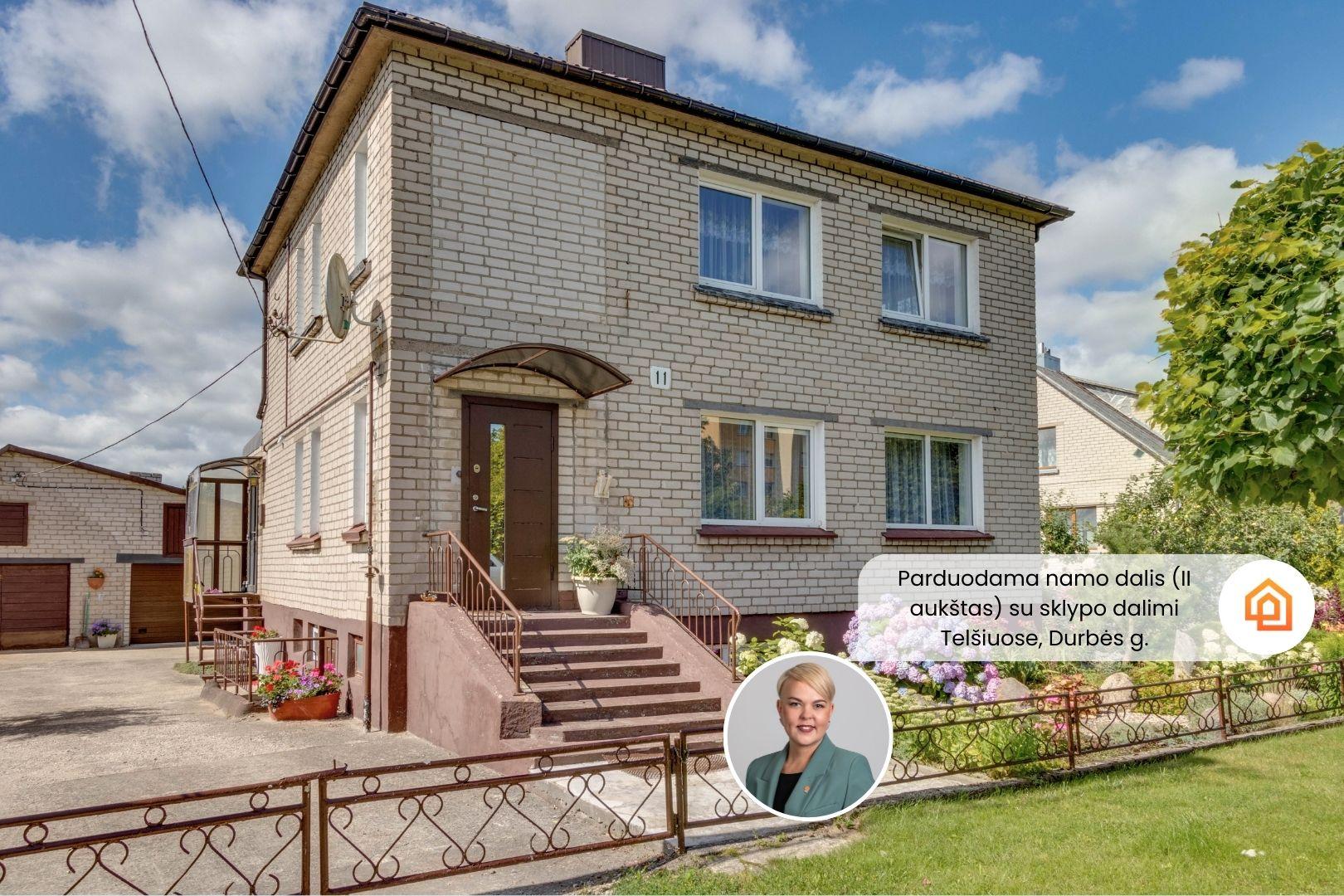 Parduodama mūrinio namo dalis su sklypo dalimi Telšiuose, Durbės g. 11