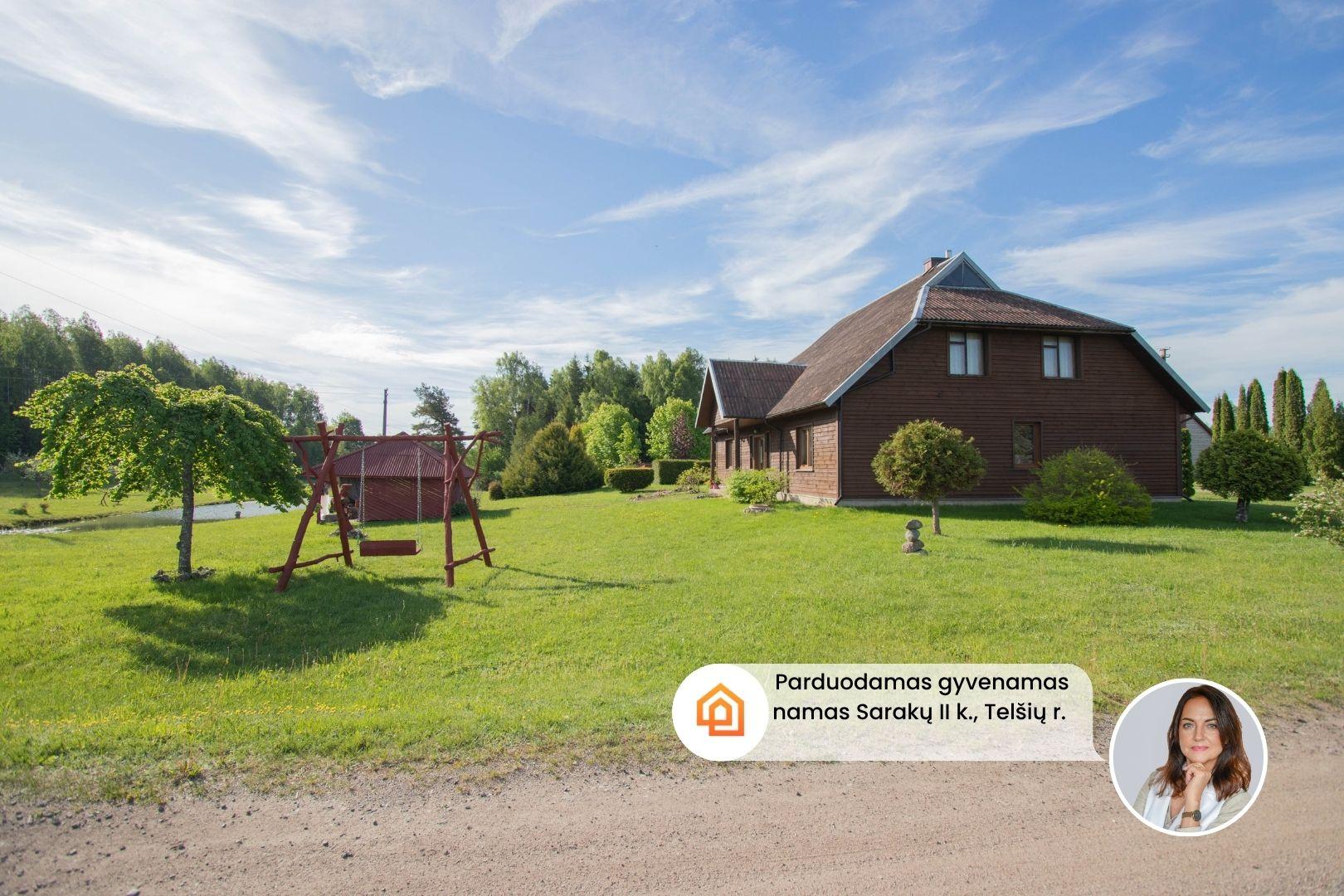Parduodama sodyba mi&scaron;kų apsuptyje, Tel&scaron;ių r., Sarakų II k. su 3 ha sklypu ir tvenkiniu