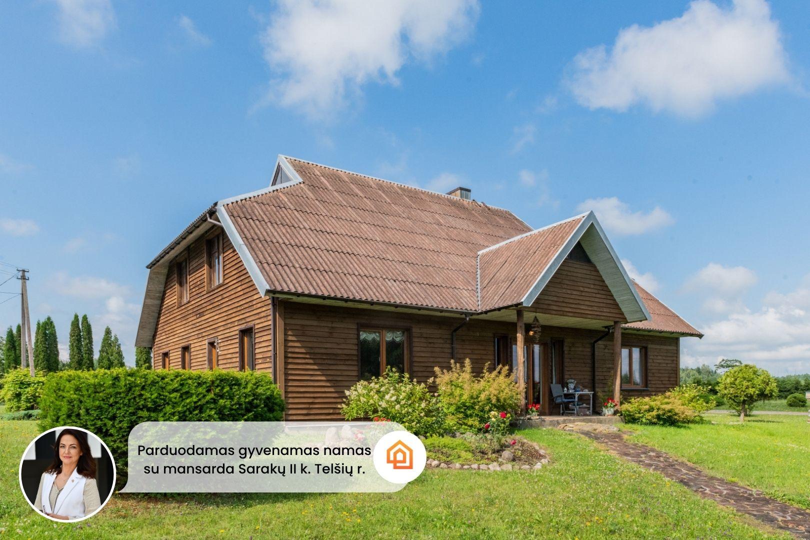 Parduodama sodyba miškų apsuptyje, Telšių r., Sarakų II k. su 3 ha sklypu ir tvenkiniu