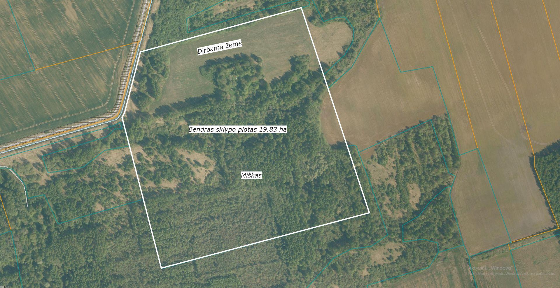 Parduodamas 19,83 ha žemės ūkio paskirties sklypas (sklypas pagrinde susideda iš dirbamos žemės ir miško)