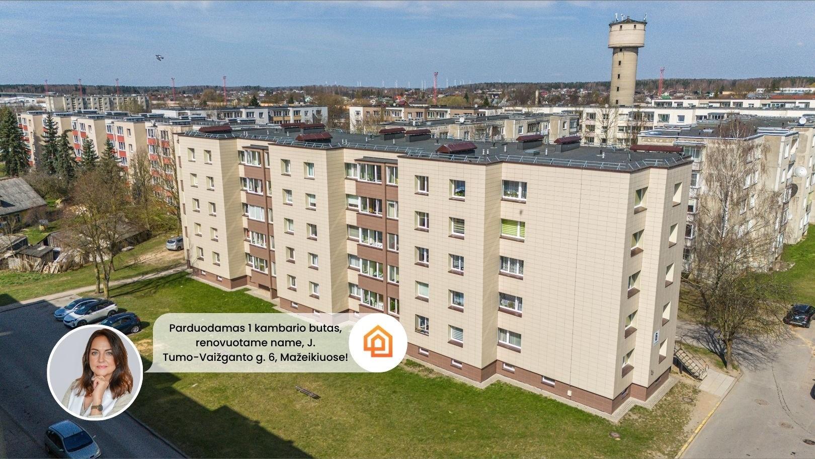 Parduodamas 1 kambario butas, renovuotame name, J. Tumo-Vaižganto g. 6, Mažeikiuose