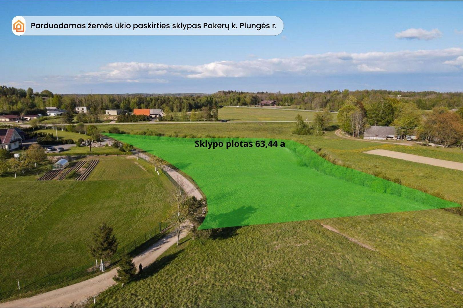 Parduodamas 63,44 a žemės ūkio paskirties sklypas Pakerų k., Plungės r. sav.
