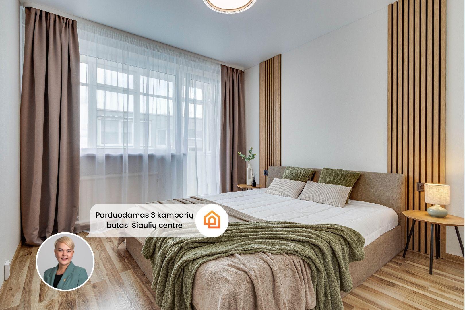 Parduodamas jaukus 3 kambarių butas miesto centre Šiauliuose, Dubijos g. 31.
