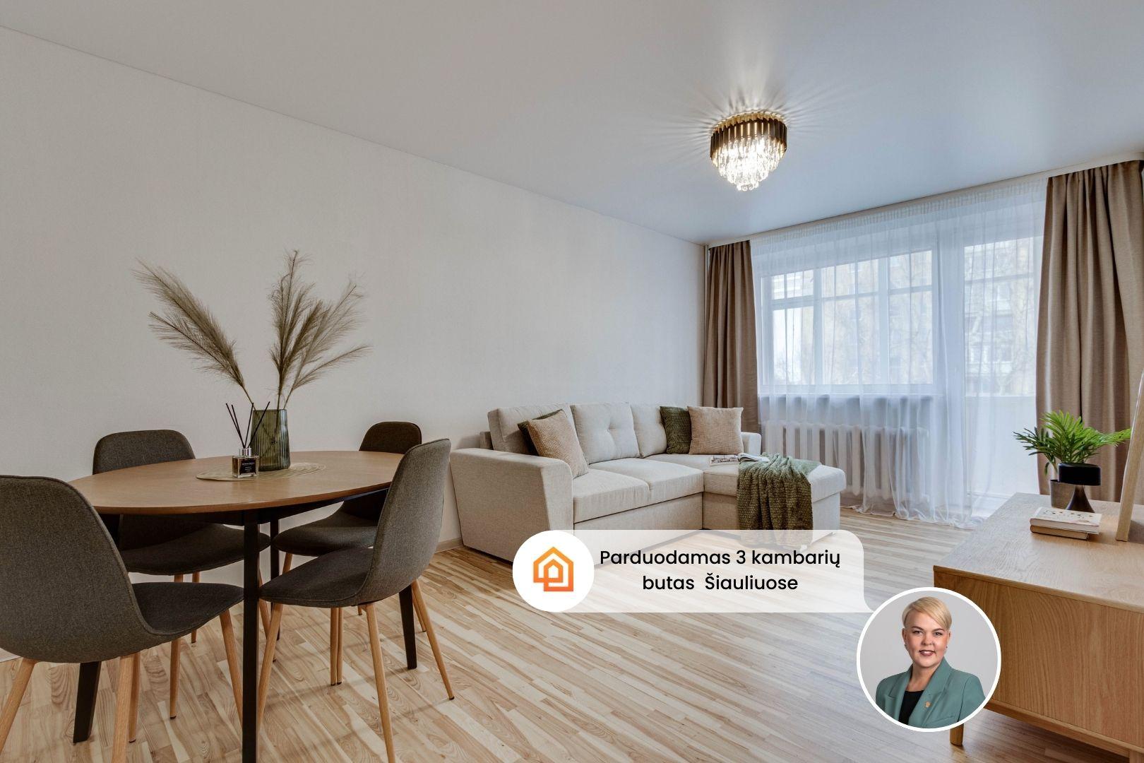 Parduodamas po kosmetinio remonto 3 kambarių butas Šiauliuose, Tilžės g. 38