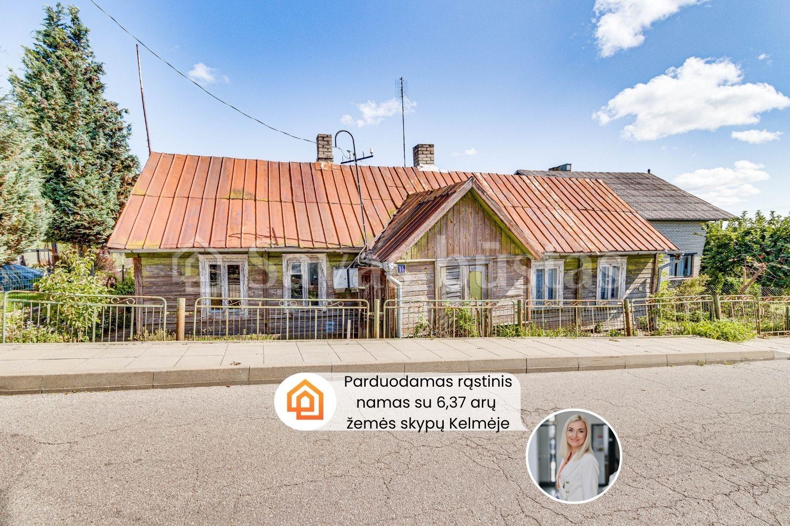 Parduodamas rąstinis namas su 6,37 arų žemės sklypu Kalnų g., Kelmėje