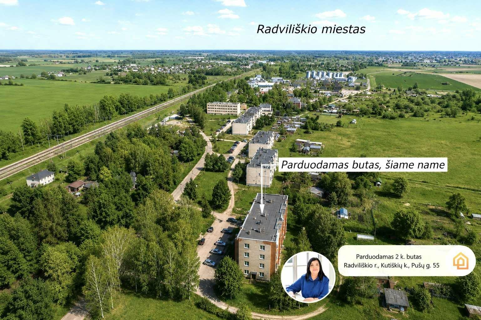 Parduodamas tvarkingas ir erdvus 2 kambarių butas Radvili&scaron;kio r., Kuti&scaron;kių k., Pu&scaron;ų g. 55