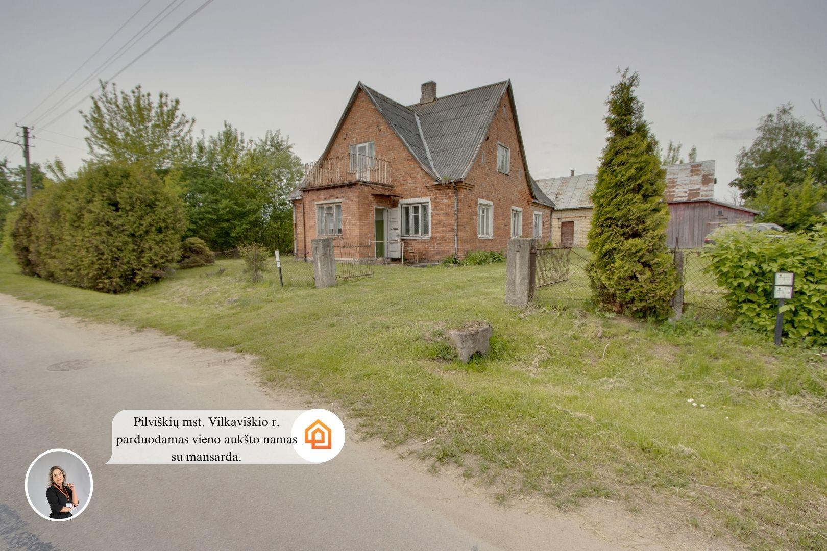 Parduodamas vieno aukšto namas su mansarda Pilviškiuose, Dariaus ir Girėno g. 41, Vilkaviškio r.