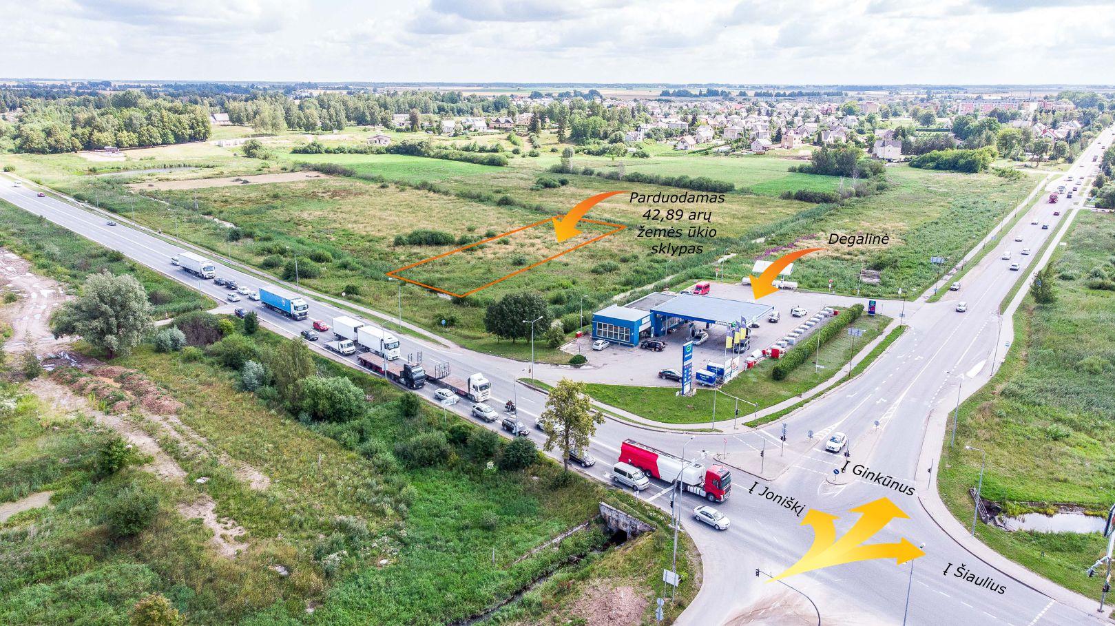 Žemės ūkio paskirties, kurį galima keisti į komercinės paskirties sklypas, Ginkūnuose, Šiaulių mieste