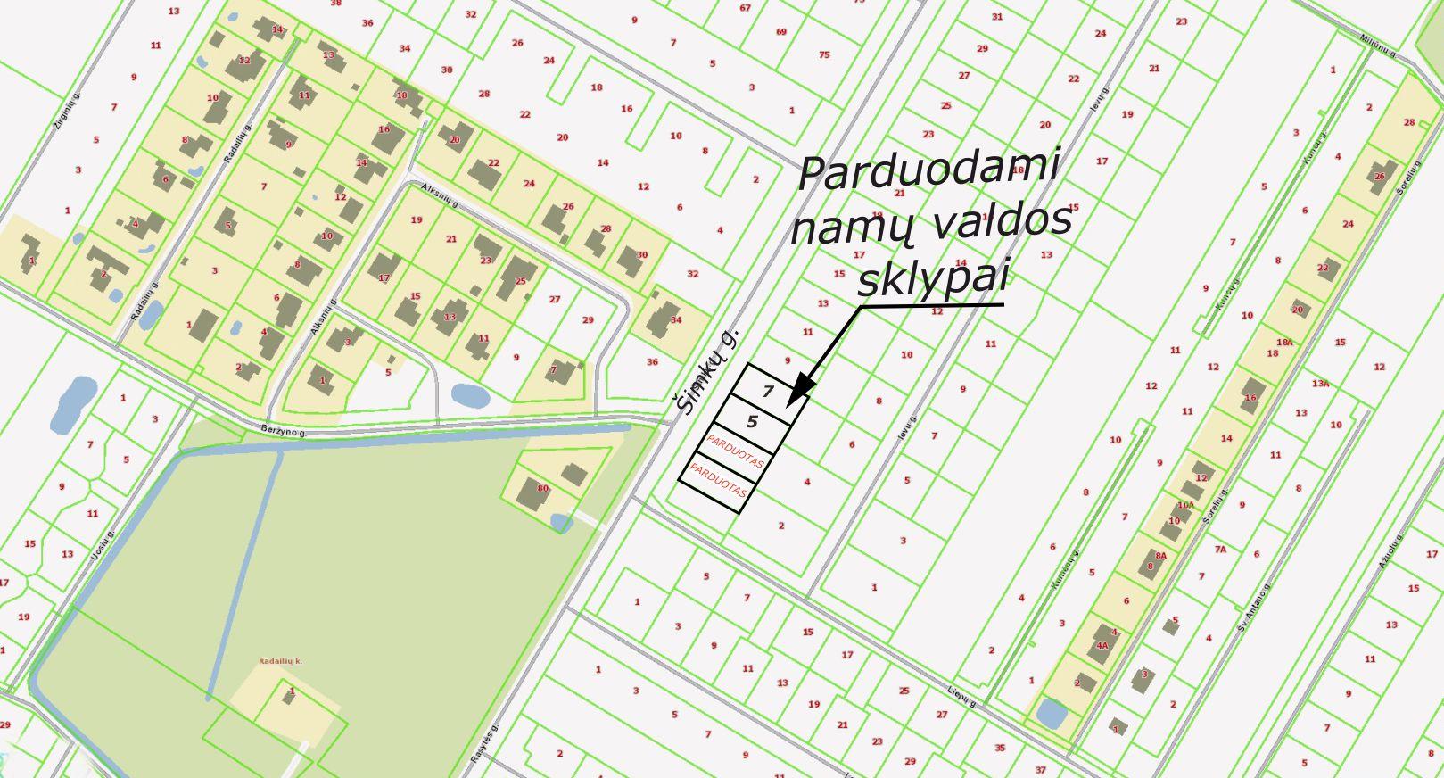 Parduodami namų valdos žemės sklypai po 10 arų, Šimkų g., Radailių k., Klaipėdos r