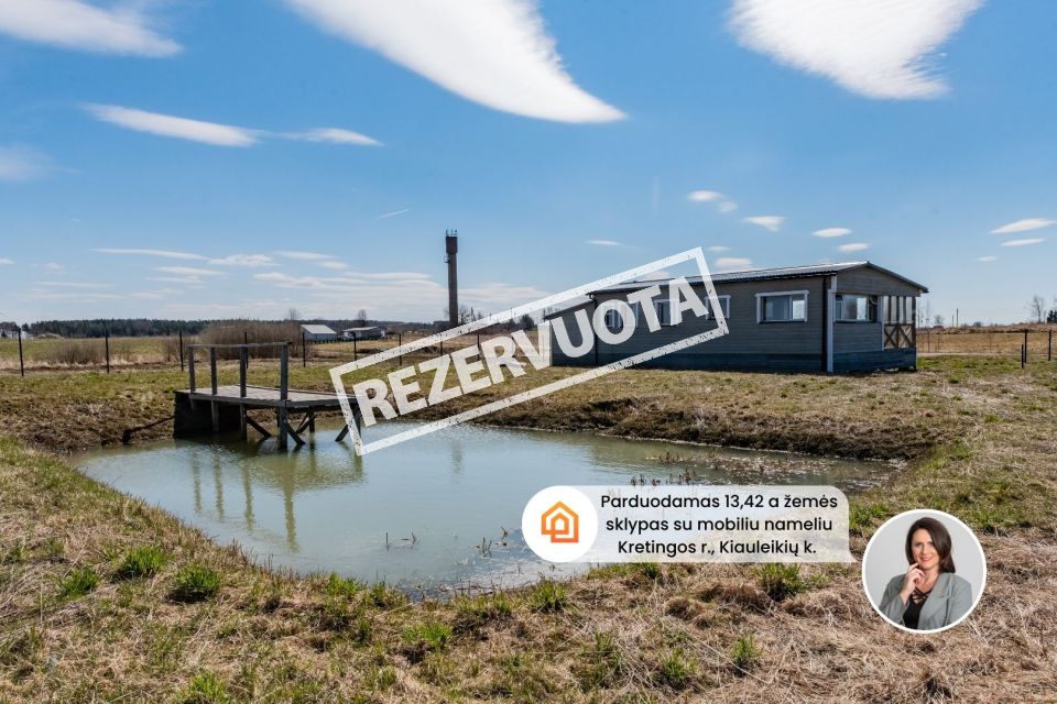 Parduodamas mobilus namelis su 13,42 arų žemės sklypu, Kretingos r. sav., Vydmantų sen. Kiauleikių k., Baltijos aklg.