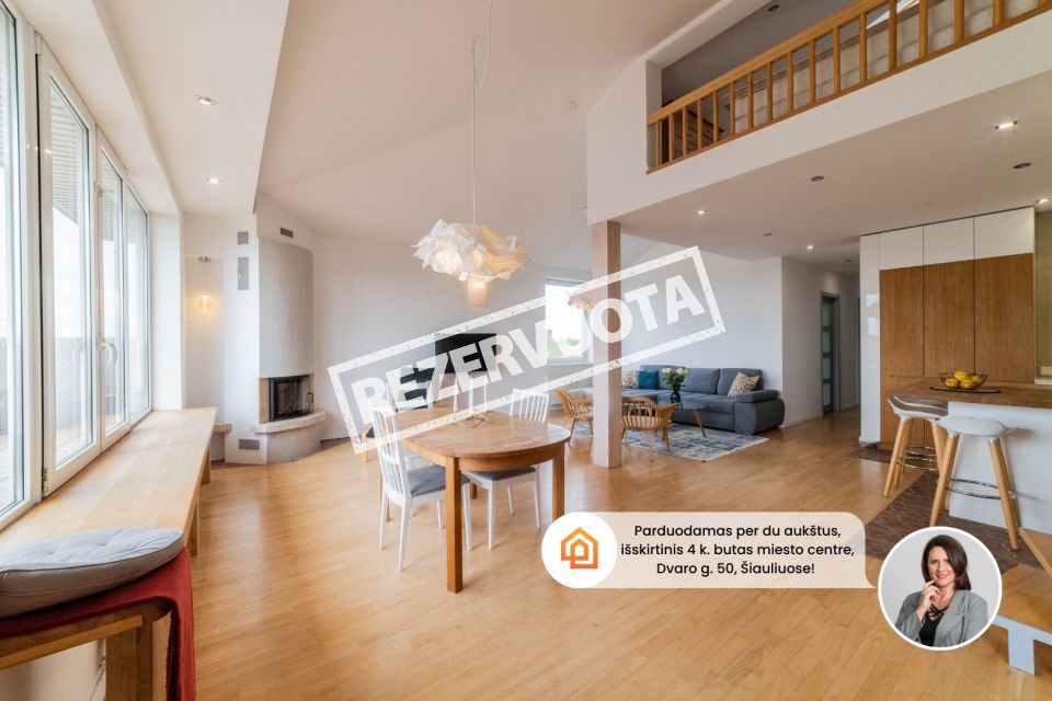 Parduodamas per du aukštus, išskirtinis 4 k. butas miesto centre, Dvaro g. 50, Šiauliuose