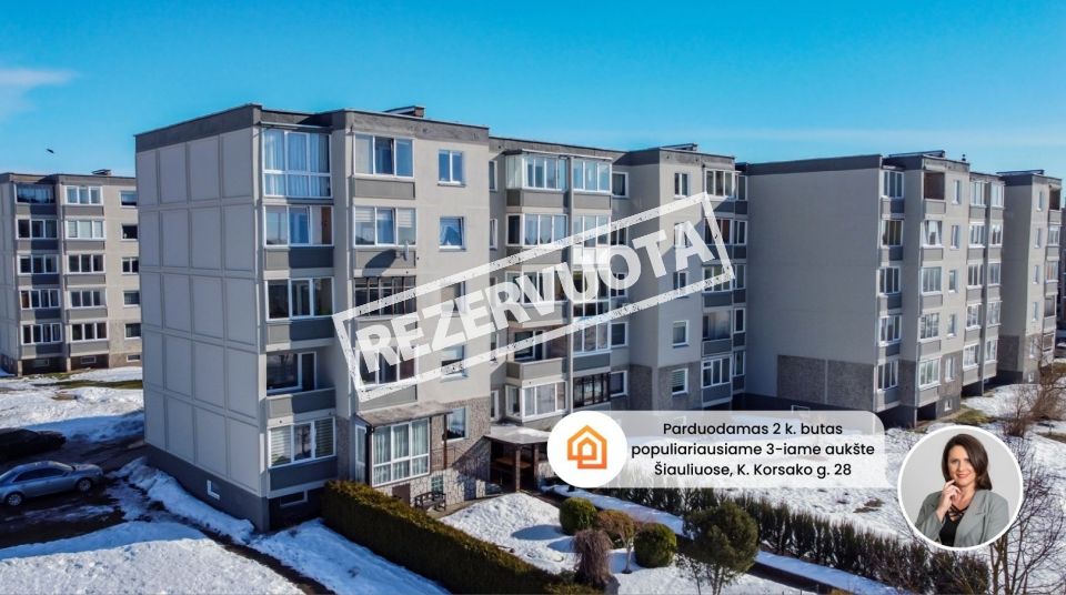 Parduodamas tvarkingas 2 k. butas 3-iame auk&scaron;te K. Korsako g. 28, &Scaron;iauliuose