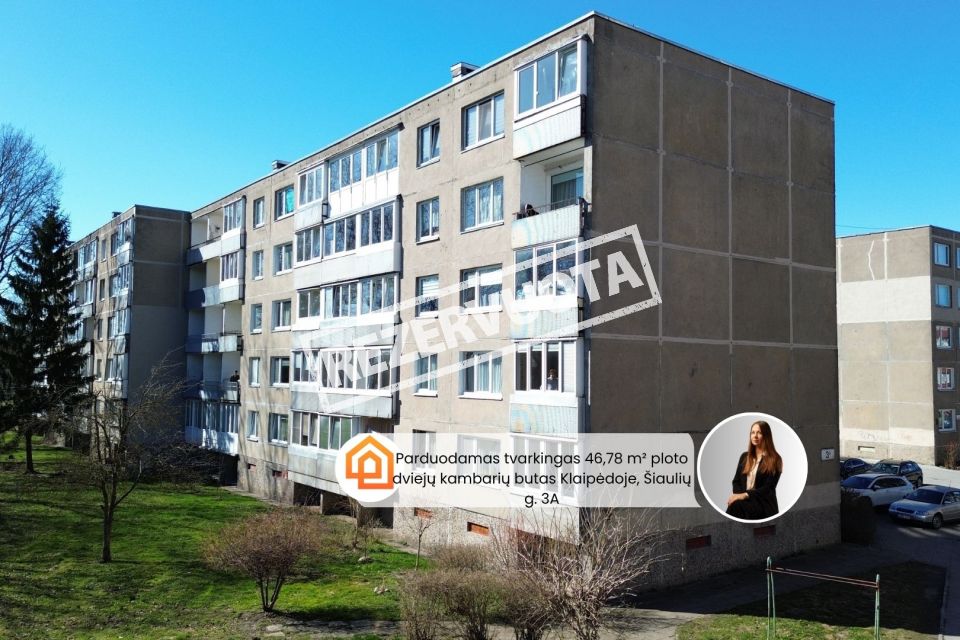 Parduodamas tvarkingas 46,78 m&sup2; ploto, 2 kambarių butas pietinėje Klaipėdos miesto dalyje, &Scaron;iaulių g.-3A