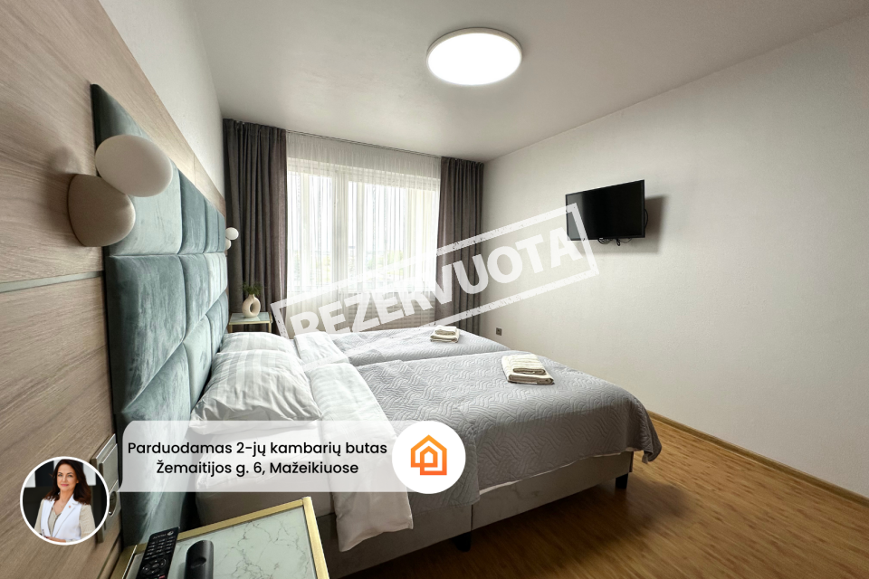 Parduodamas tvarkingas ir jaukus 2-jų kambarių butas Mažeikiuose, Žemaitijos g. 6.