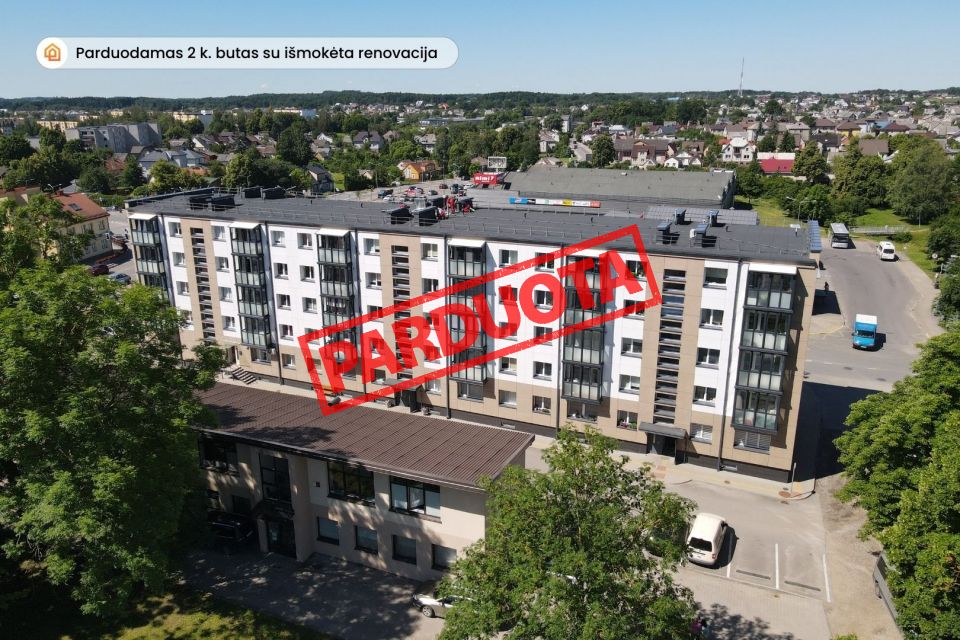 IŠMOKĖTA RENOVACIJA! Parduodamas 2 k. butas centre, Gedimino g., Telšiuose