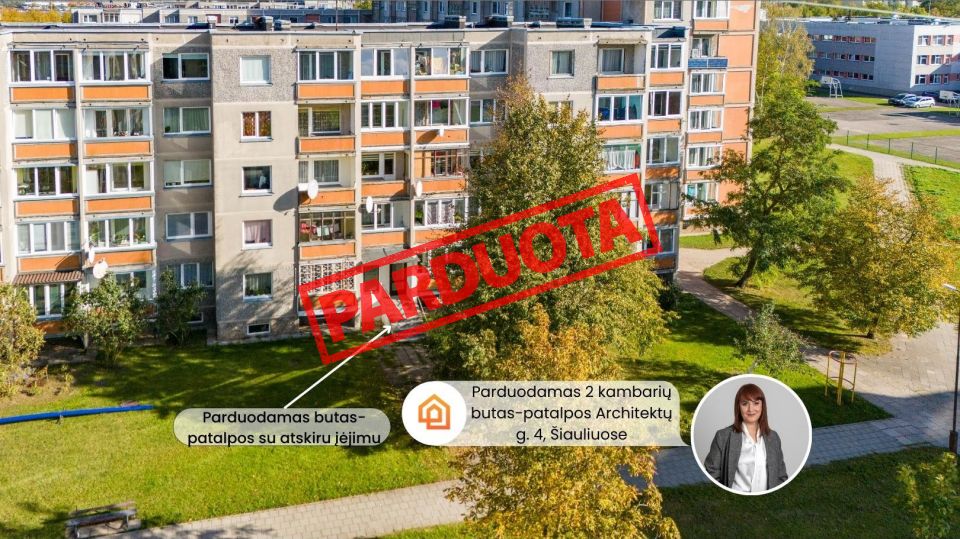Parduodamas 2 kambarių butas arba patalpos su atskiru įėjimu Architektų g. 4, Šiauliai