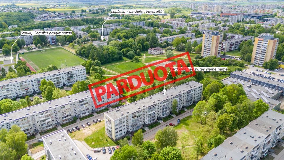 Parduodamas 2 kambarių butas &Scaron;iauliuose, S. Dariaus ir S. Girėno g. 14.
