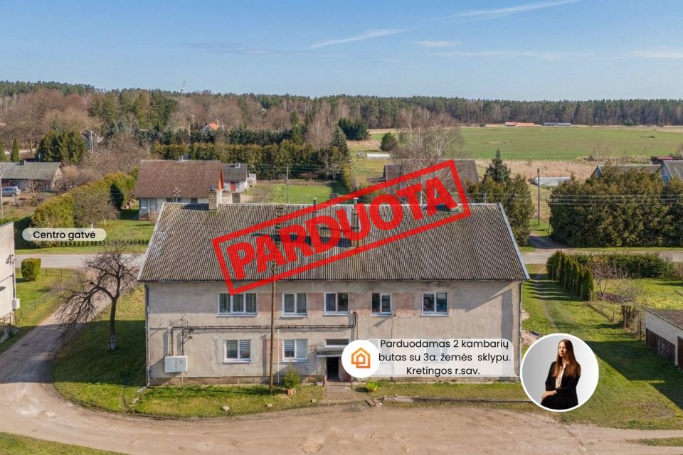 Parduodamas 2 kambarių butas su 3 arų žemės sklypu Kretingos raj.sav. Vydmantų sen. Pry&scaron;mančių k., Centro g.