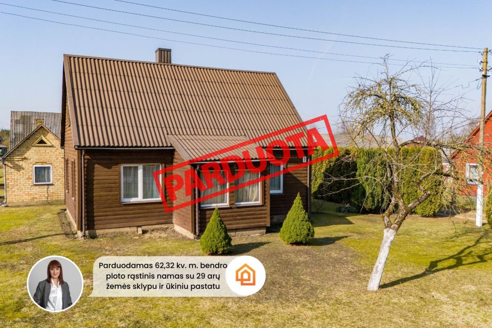 Parduodamas rąstinis gyvenamasis namas su 29 arų sklypu, Kelmės r. Kražių mstl., S.Dariaus ir S.Girėno g. 7