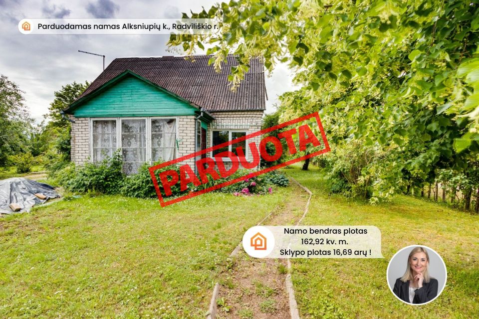 Parduodamas mūrinis namas su 16,69 arų žemės sklypu Alksniupių k., Radviliškio r.
