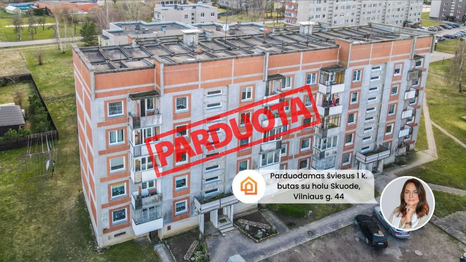 Parduodamas &scaron;viesus ir tvarkingas 1 kambario butas su holu Vilniaus g. 44, Skuode