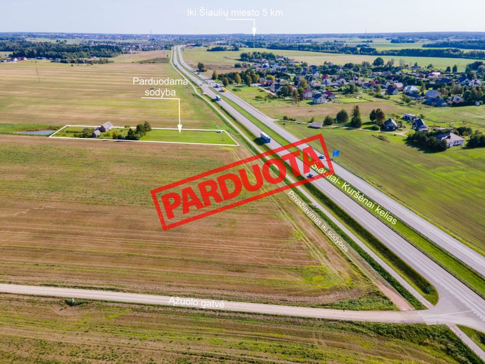 Šalia Šiaulių miesto, parduodama sodyba Šiaulių r., Lukšių k. Plento g.