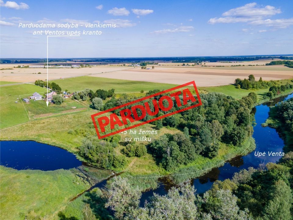 Su Ventos upės pakrante parduodama unikali sodyba su ~5 ha žemės ūkio paskirties sklypu su mišku Šiaulių r., Papalskių k.9
