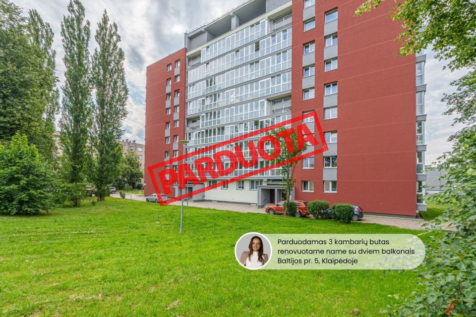 Parduodamas butas Klaipėdoje, Baltijos pr. 5 - 3 kambarių su dviem balkonais, renovuotame mūriniame name, komforti&scaron;kam gyvenimui ar investicijai