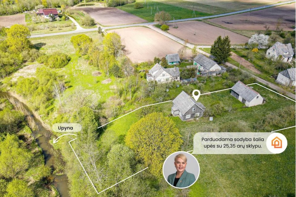 Išskirtinėje vietoje, ant upės kranto parduodama sodyba su 25,35 arų sklypu, Telšiu rajone, Kaunatavoje, Dvaro g. 3