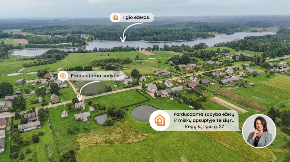 Parduodama sodyba ežerų ir miškų apsuptyje, Telšių r., Kegų k., Ilgio g. 27