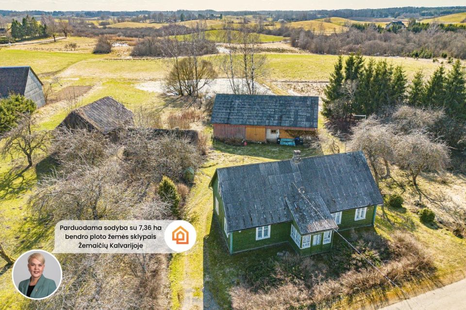 Parduodama sodyba su 7,36 ha bendro ploto sklypais Platelių g. 5, Žemaičių Kalvarijoje, Plungės r.