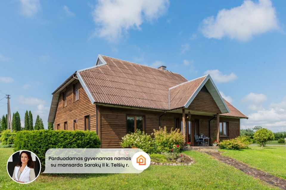Parduodama sodyba miškų apsuptyje, Telšių r., Sarakų II k. su 3 ha sklypu ir tvenkiniu