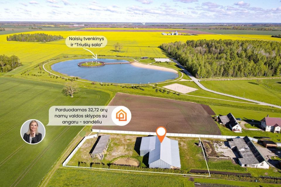 Parduodamas 32,72 arų sklypas su 398,54 kv. m ploto sandėliu – angaru Vaikų g. 13, Naisių k., Šiaulių r.