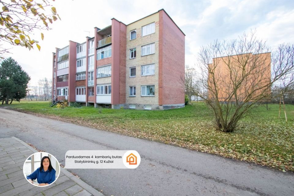 Parduodamas erdvus 4 kambarių butas Kužiuose, Statybininkų g. 12, &Scaron;iaulių r.