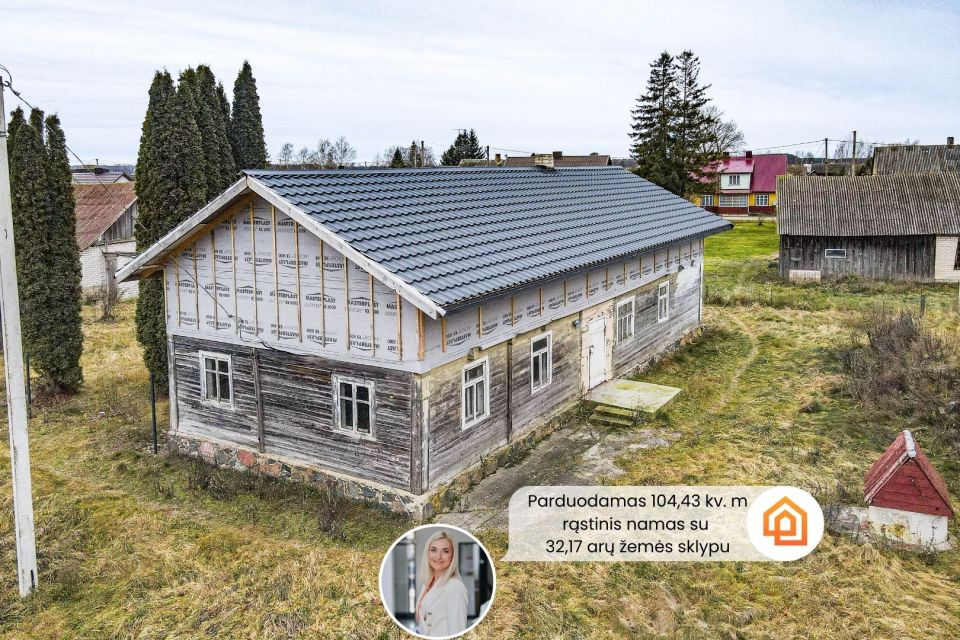 Parduodamas erdvus, rąstinis namas su 32,17 arų žemės sklypu Pakruojo r., Laipu&scaron;kių k.