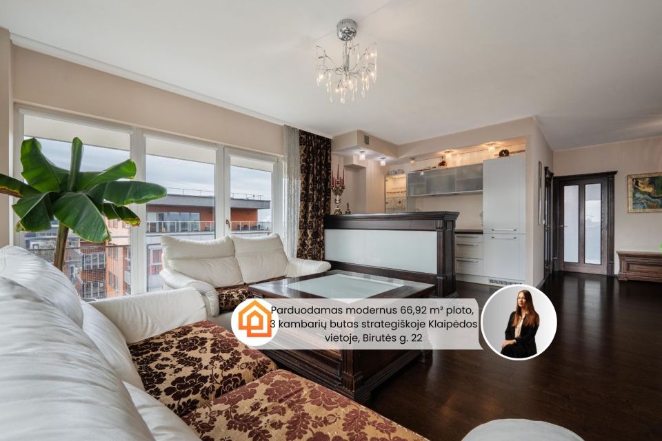 Parduodamas modernus 66,92 m&sup2; ploto, 3 kambarių butas strategi&scaron;koje Klaipėdos vietoje, Birutės g. 22,  &scaron;alia prekybos centro &bdquo;Akropolis"