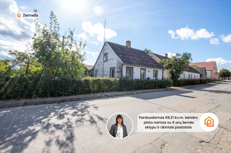 Parduodamas rąstinis, 68,21 kv.m. bendro ploto namas Pakruojo r., Žeimelyje, T.Grotuso g. 6