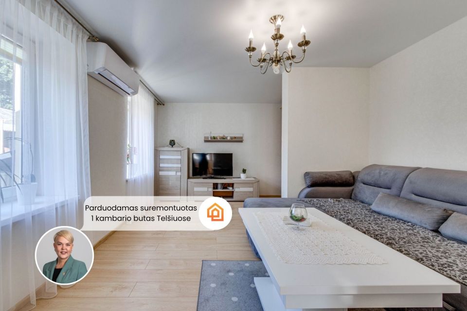 Parduodamas suremontuotas 1 kambario butas Telšiuose, Luokės g. 35