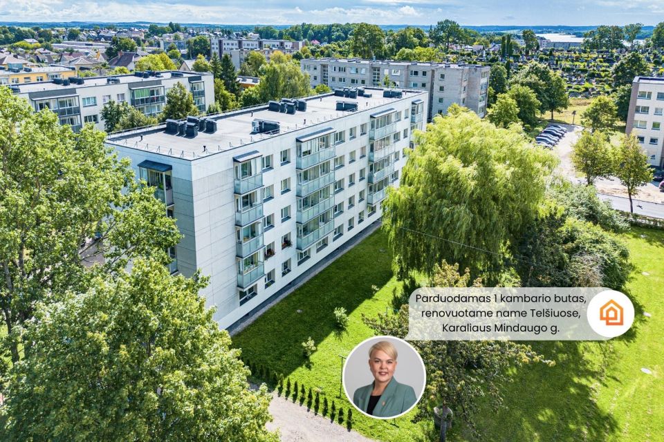 Parduodamas tvarkingas 1 kambario butas renovuotame name Tel&scaron;iuose, Karaliaus Mindaugo g. 37