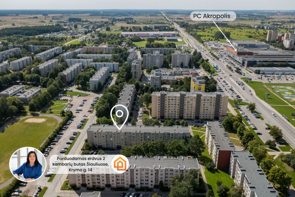 Parduodamas tvarkingas 2 kambarių butas &Scaron;iauliuose, Krymo g. 14