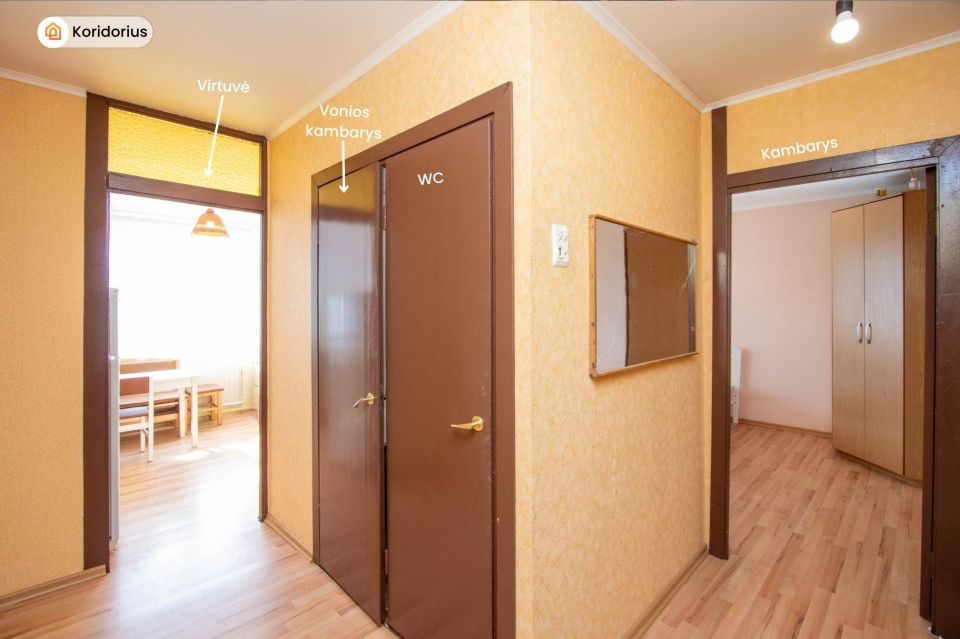 I&scaron;nuomojamas 1-no kambario butas K.Korsako g. 18, &Scaron;iaulių mieste.