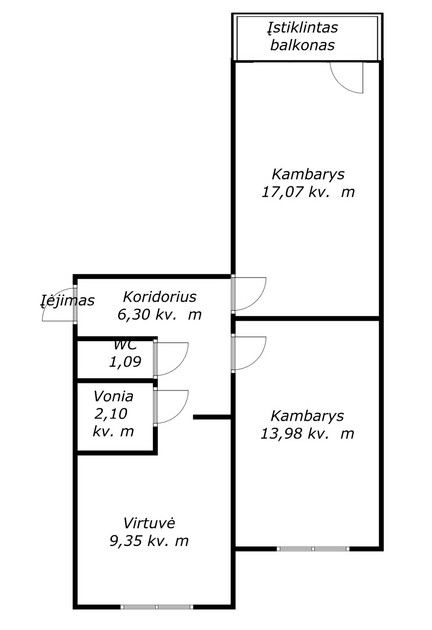 I&scaron;nuomojamas erdvus 2 kambarių butas Architektų g. 42, &Scaron;iauliuose