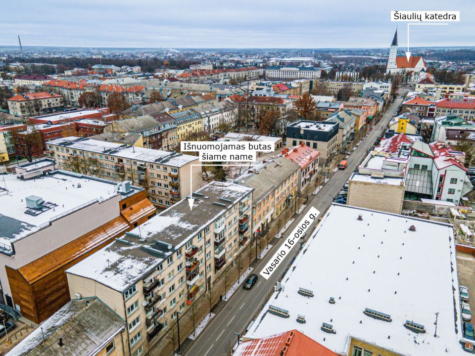 Išnuomojamas miesto centre pilnai įrengtas 2 kambarių butas, Vasario 16-osios g. 31, Šiauliuose