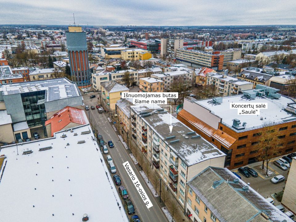Išnuomojamas miesto centre pilnai įrengtas 2 kambarių butas, Vasario 16-osios g. 31, Šiauliuose