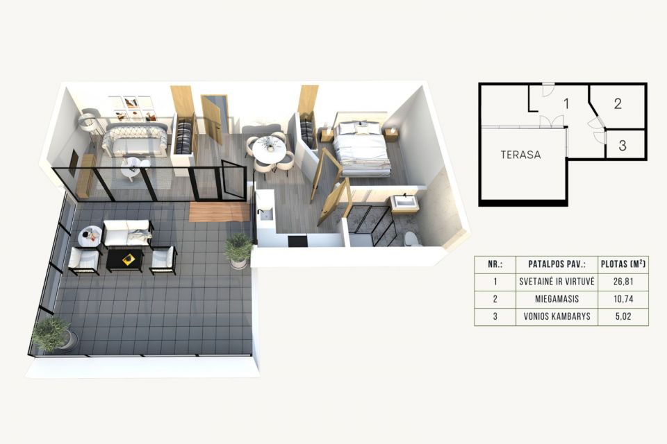 IŠSKIRTINIAI MANSARDINIAI APARTAMENTAI SU ĮSPŪDINGA TERASA KLAIPĖDOS CENTRE, H.MANTO G. 31A